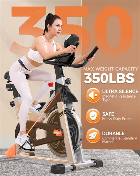 pooboo Exercise Bike, Adjustable Magnetic/Brake Pad Resistance Silent