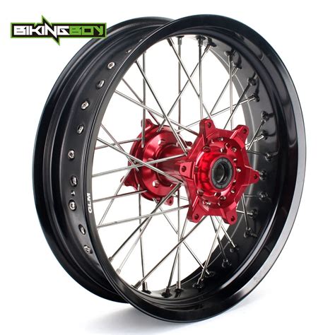 BIKINGBOY 17 X 4 25 Supermoto MX Rear Wheel Rim 36 Spokes Red Hub For