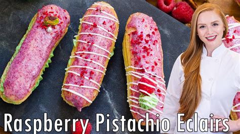 The Best Pistachio Raspberry Eclairs Recipe With Pistachio Cream