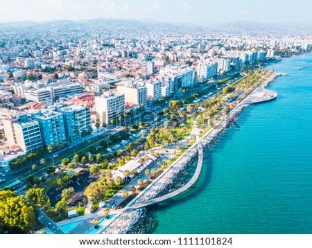 Aerial View Of Molos Promenade On The Coast Of Limassol City In Cyprus