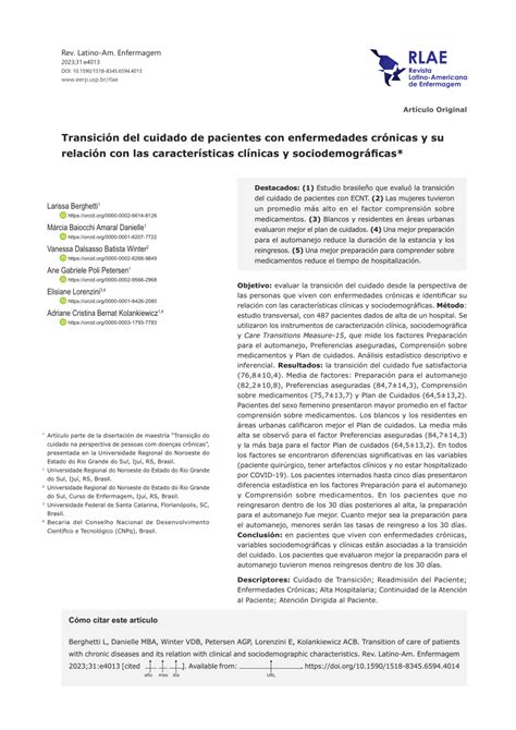 Pdf Transici N Del Cuidado De Pacientes Con Enfermedades Cr Nicas Y