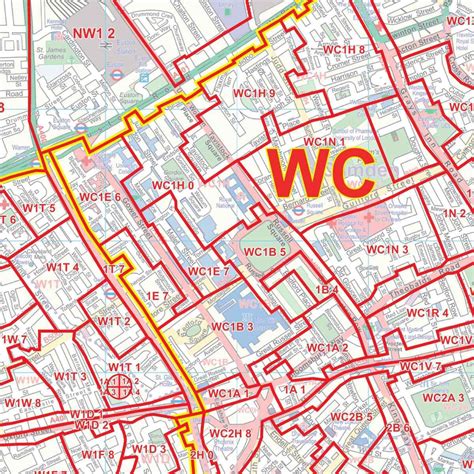 Central London Postcode Map With Streets C1 Map Logic