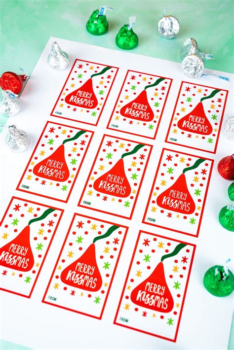 Merry Kissmas Printable Tag Christmas Tag Hersheys Kiss Etsy