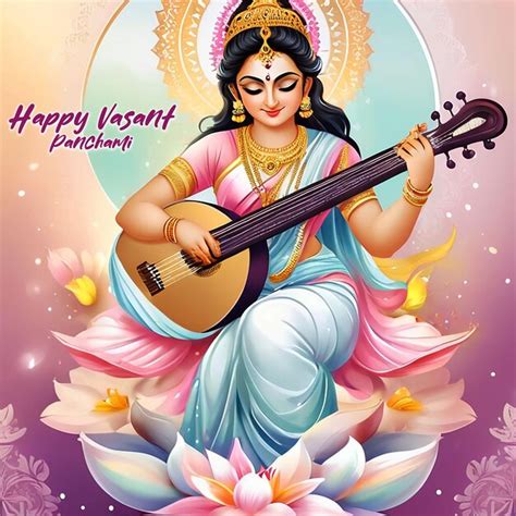 Premium Psd Sarasvati For Happy Vasant Panchami Puja Of Banner