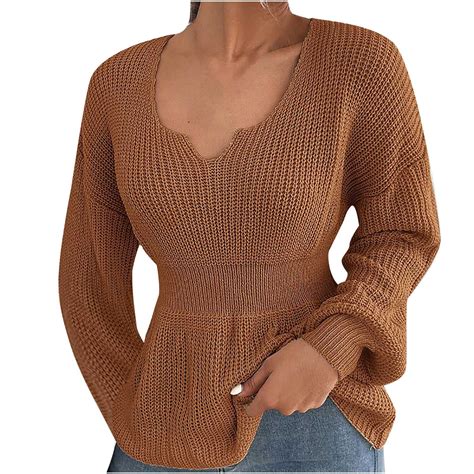 Olyvenn Womens Waist Knit Sweater Tops Casual Plus Size Loose Women