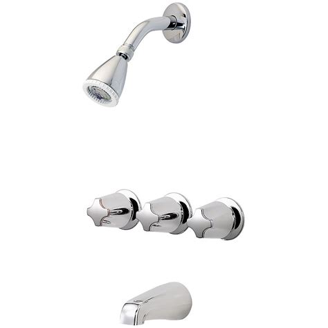 Pfister Lg01 3210 01 Series Three Handle Tub And Shower Chrome Lg013210