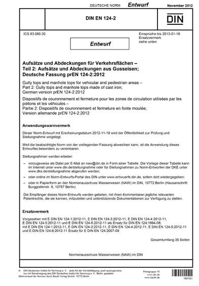 DIN EN 124-2:2012 DE - Aufsätze und Abdeckungen für Verkehrsflächen ...