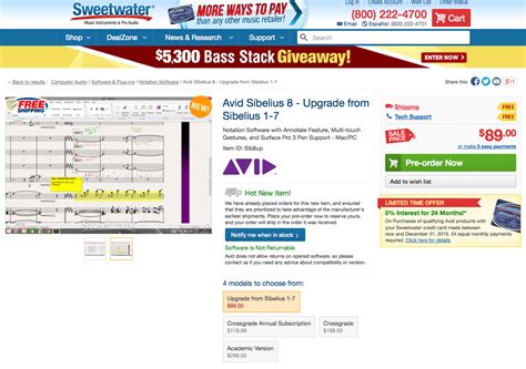 Sibelius 8 appears in retail catalog and web site - Scoring Notes
