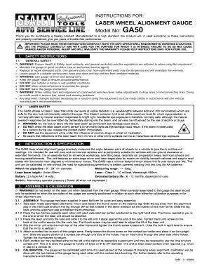 Fillable Online Laser Wheel Alignment Gauge Fax Email Print Pdffiller