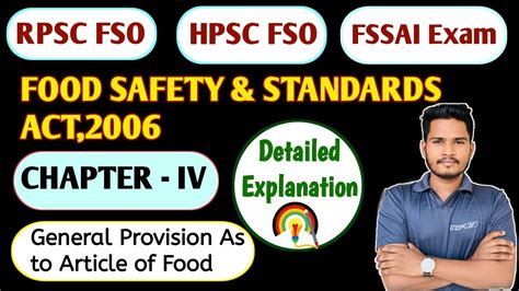 Food Safety Act Chapter 04 Rpsc Fso Fssai Fso Food Analyst All