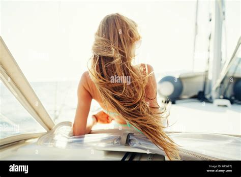 Beautiful Blonde On Yacht Hi Res Stock Photography And Images Alamy