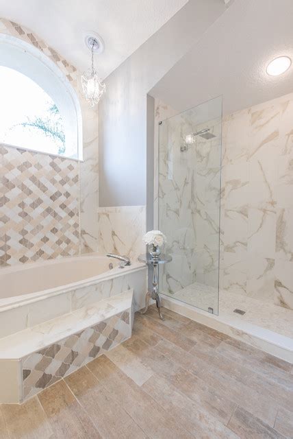 Calacatta Glam Transitional Bathroom Orlando By Brittany Hutt