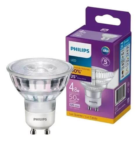 Kit C 2 Lamp Led Dicroica Par16 Philips Gu10 4 8w 525lm Biv Cor Da Luz