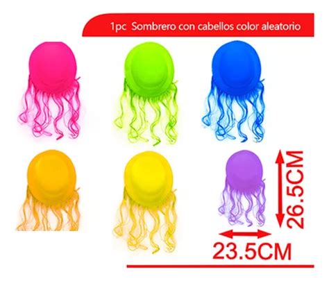 Sombrero Gorro Fl Or Con Cabello Color Aleatorio X Cm Cuotas Sin