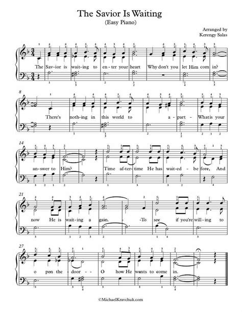 Free Piano Arrangement Sheet Music The Savior Is Waiting Michael