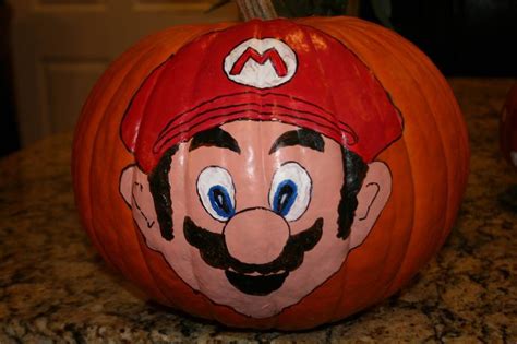 Free Hand Painted Mario Pumpkin Just For Lucas Pumpkin Decorating Pumpkin Pumpkin Stencil