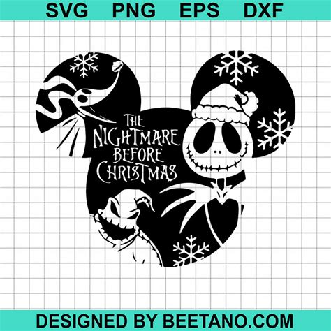 Nightmare Before Christmas Mickey Ears Svg Jack Skellington Christmas