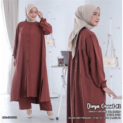 Jual Terlaris Divya Oneset Crinkle Airflow Jumbo Long Jumbo Xxl Ld