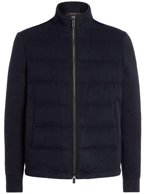 Zegna Zip Up Wool Jacket Blue Farfetch