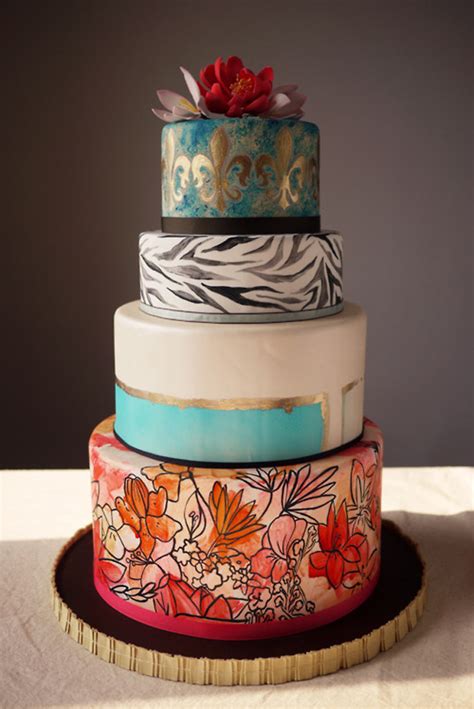 White Smile Wedding Trends Hand Painted Cakes