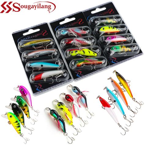 Sougayilang Fishing Bait Set 4PCS Wobbler Anti Corrosion Hook Bass