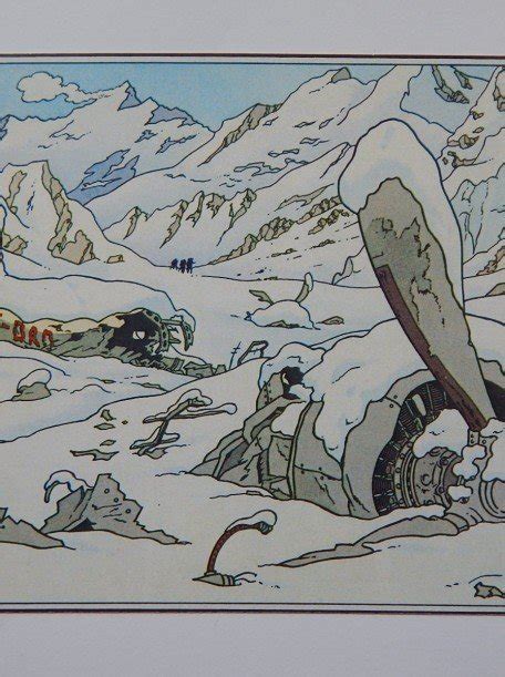 Hergé Kuifje prentje drukje 12 Vliegtuig ramp Tibet jaren