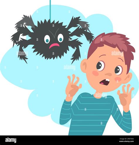 Kids Fear Frightened Boy Afraid Of Spider Children Phobia Fearful