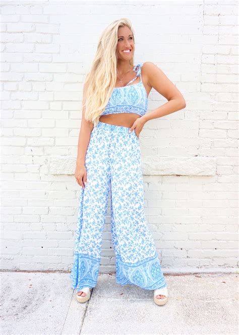 Dainty Floral Two Piece Set Floral Two Piece Wide Leg Pants Floral