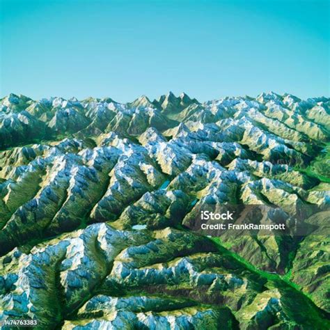 Silvretta Alps Topographic Map 3d View From North Color Stock Photo ...