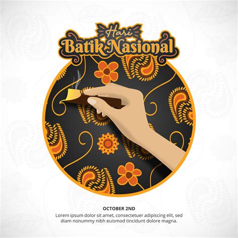 Square Hari Batik Nasional Or National Batik Day Background With Batik