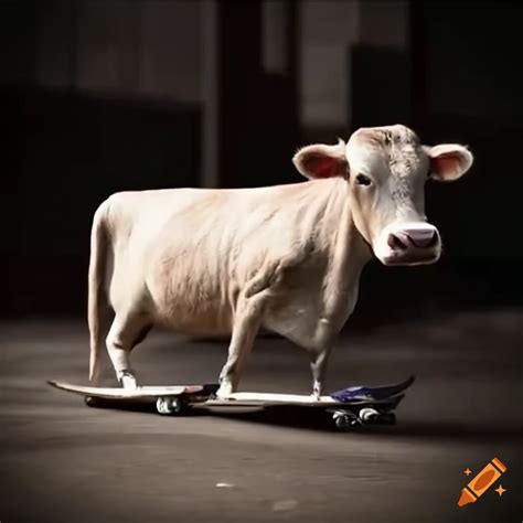 Skateboarding Cow With Found Footage Style On Craiyon