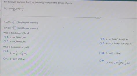 Solved For The Given Functions Find F∘gx And G∘fx