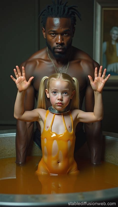 Blonde Sister And Dad In Treacle Pool Stable Diffusion Online