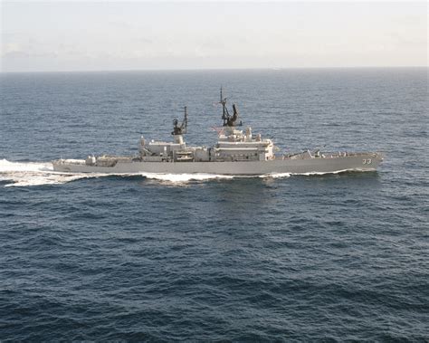 A Starboard Beam View Of The Guided Missile Cruiser Uss Fox Cg