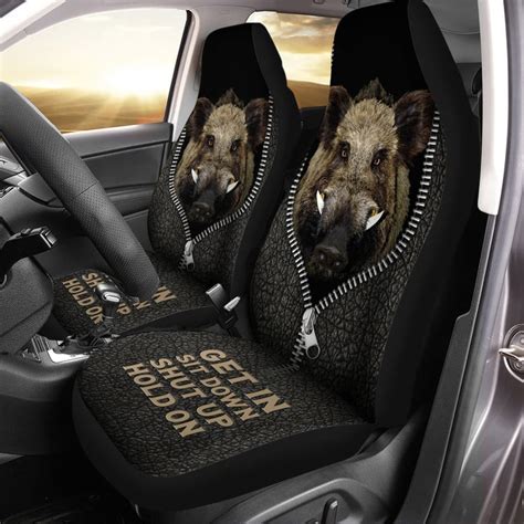 Maxcorners Wild Boar Hunting Hold On Funny Car Seat Covers