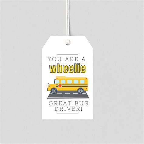 Bus Driver Appreciation Tags Bus Driver Thank You Tags Printable Thank