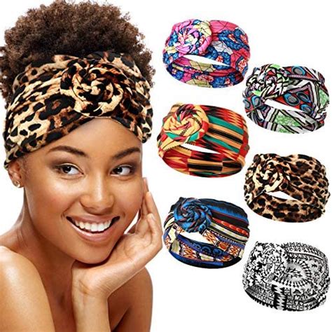 Willbond 4 Pcs African Headband With 4 Pcs African Faux