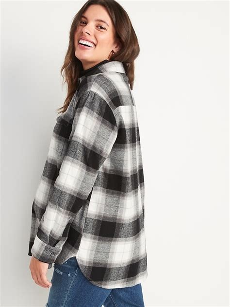 Maternity Oversized Plaid Flannel Boyfriend Shirt Old Navy