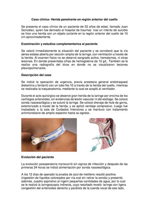 Grupo Herida Penetrante En Regi N Anterior Del Cuello Caso Cl Nico