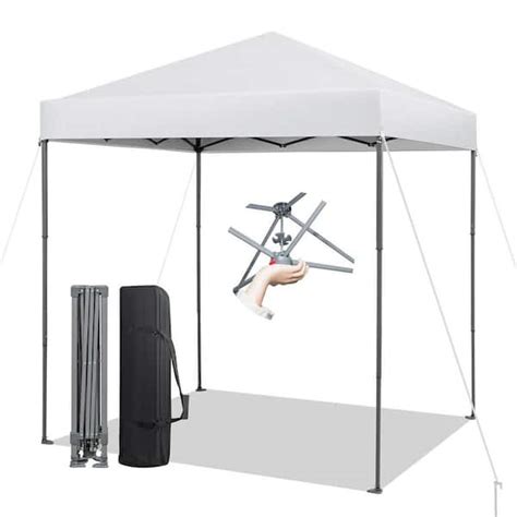 Reviews For Gymax Patio 6 6 Ft X 6 6 Ft White Pop Up Canopy Tent UPF