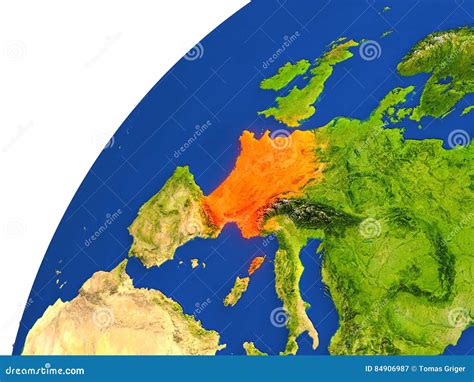 Country Of France Satellite View Stock Illustration Illustration Of