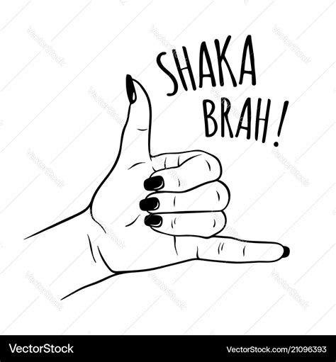 Hand Drawn Female In Shaka Sign Gesture Royalty Free Vector