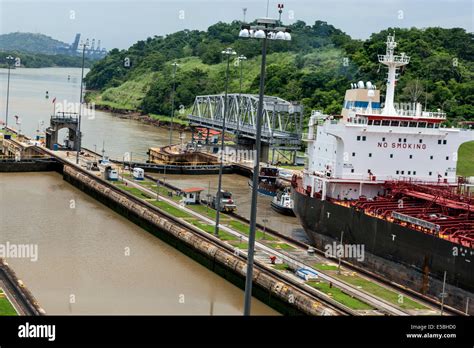 Lobelia Cargo Ship Under Senegal Flag In Miraflores Locks And