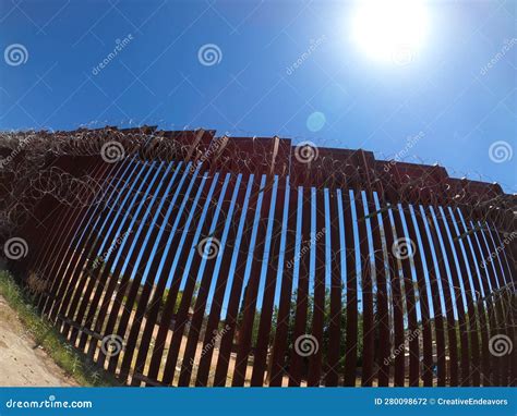 Us Mexico Border Fence In Nogales Arizona Stock Photo Image Of