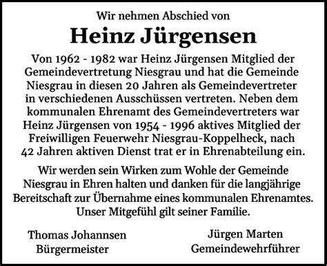 Heinz Jürgensen Gedenken Flensburger Tageblatt