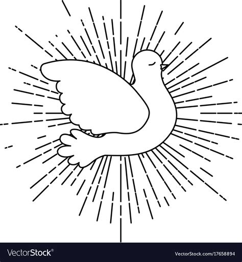 Pigeon Peace Symbol Side View With Linear Vector Image