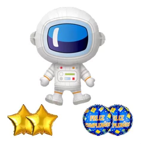 Kit Globos Metálicos Astronauta Para Fiestas Sorpresa 5 Pz