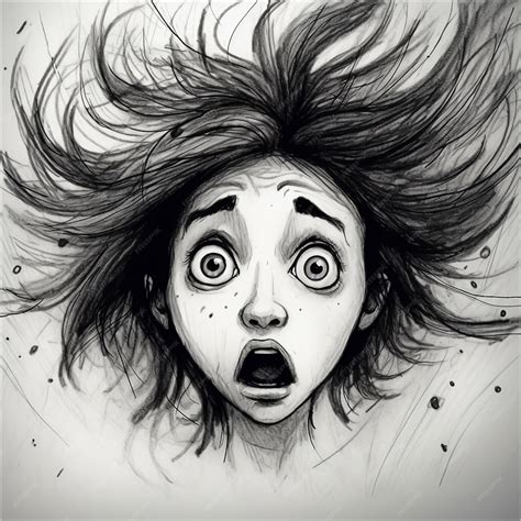 Premium Vector A Drawing Of A Girl Screams With Her Hair Flying