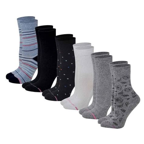 Dr Motion Women S Diabetic Crew Comfort Socks Non Binding Lycra Top Breathable 6 Pairs Pack