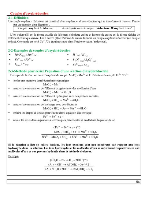 Les réactions d oxydo réduction Résumé de cours 1 AlloSchool